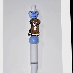 Boxer Puppy Beaded Ballpoint Ink Pen
